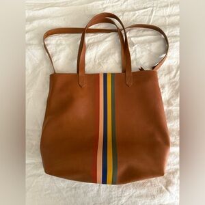 MADEWELL THE ZIP-TOP MEDIUM TRANSPORT TOTE: RAINBOW STRIPE EDITION NWT